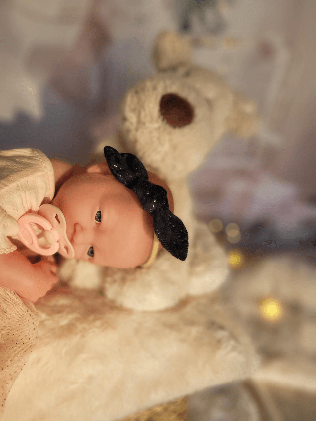 Headband bébé noir et pois argentés 🎄