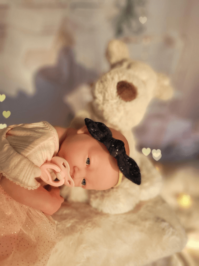 Headband bébé noir et pois argentés 🎄