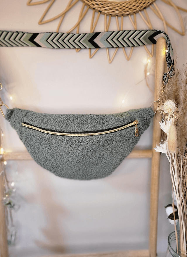 Banane sherpa bouclette kaki 