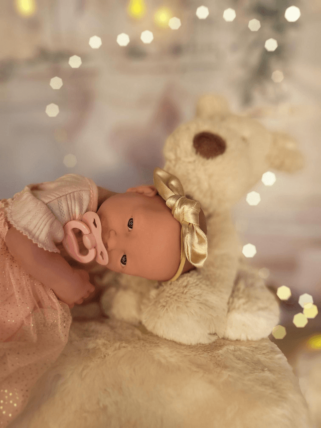 Headband bébé beige brillant 
