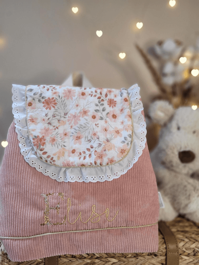 Sac à dos enfant rabat fleuri dentelle 