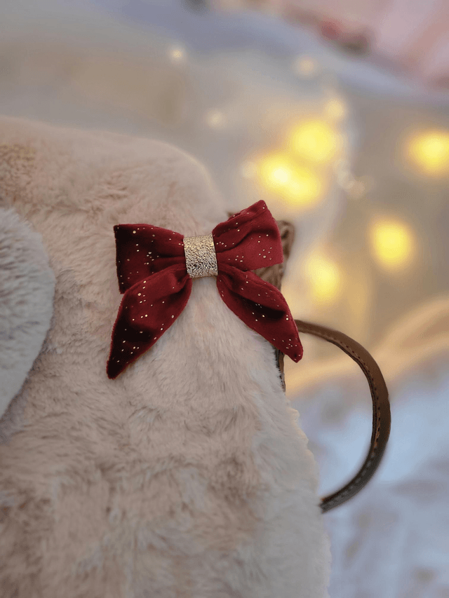 Barrette grand noeud rouge et doré 🎅🎄