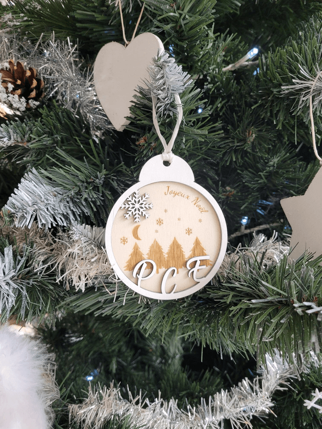 Boule de Noël 🎄 🎅 en bois personnalisable 