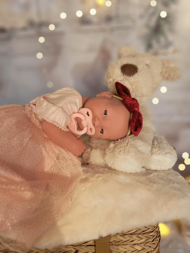 Headband bébé rouge pois dorés 🎅