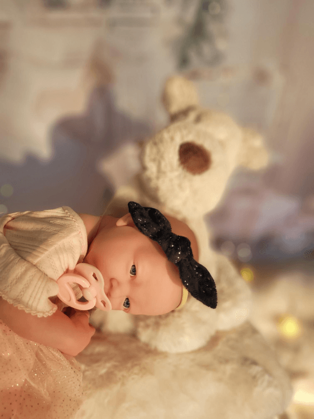 Headband bébé noir et pois argentés 🎄