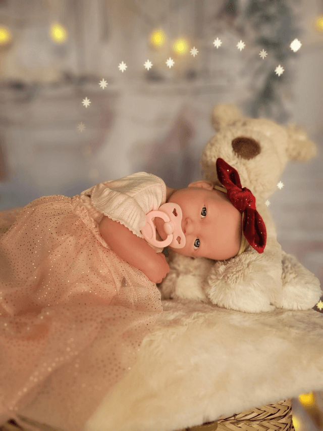 Headband bébé rouge pois dorés 🎅