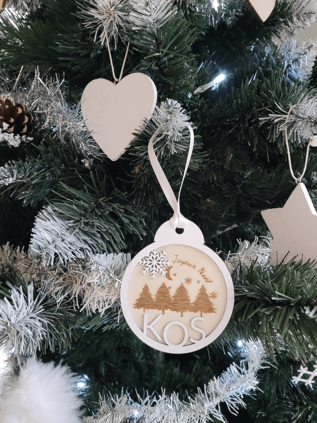 Boule de Noël 🎄 🎅 en bois personnalisable 