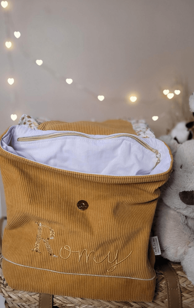 Sac à dos moutarde et fleuris domitille 🌸