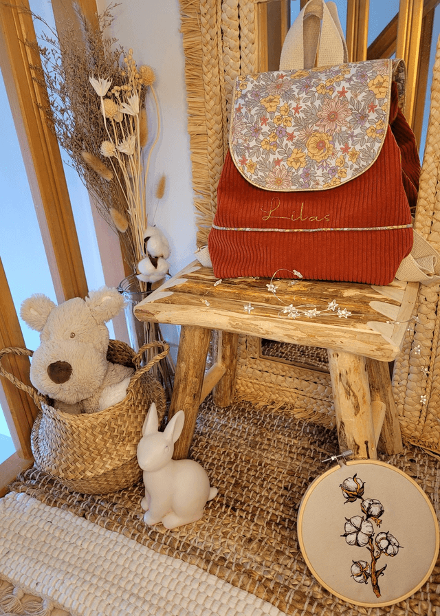 Sac à dos terracota fleurs Lolita🌸