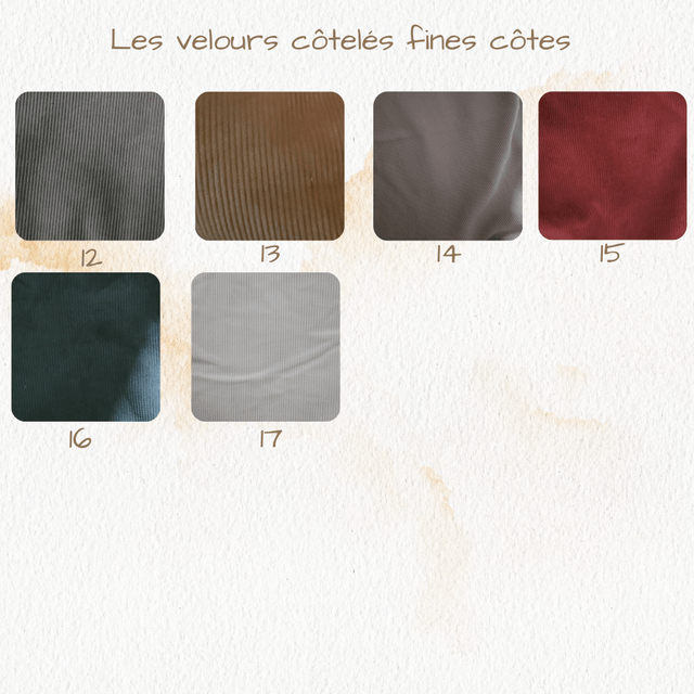 Velours côtelé rabat simili cuir