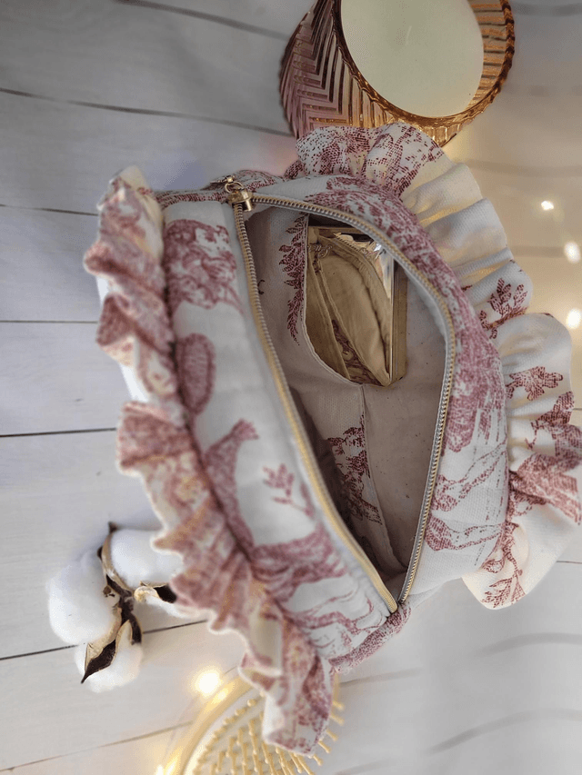 Trousse toile de jouy et fronces 