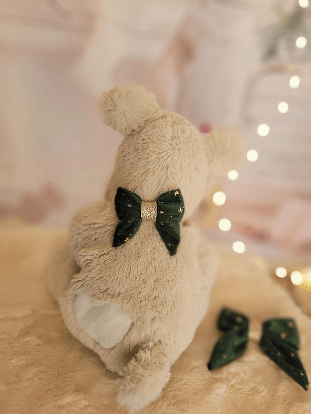 Barrette petit noeud vert et étoiles dorées 🌟