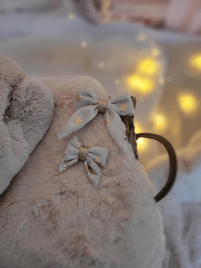 Barrette grand noeud blanc et étoiles dorées 🌟