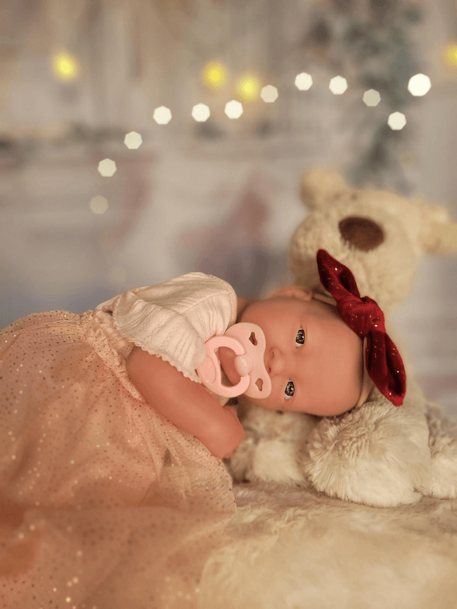 Headband bébé rouge pois dorés 🎅