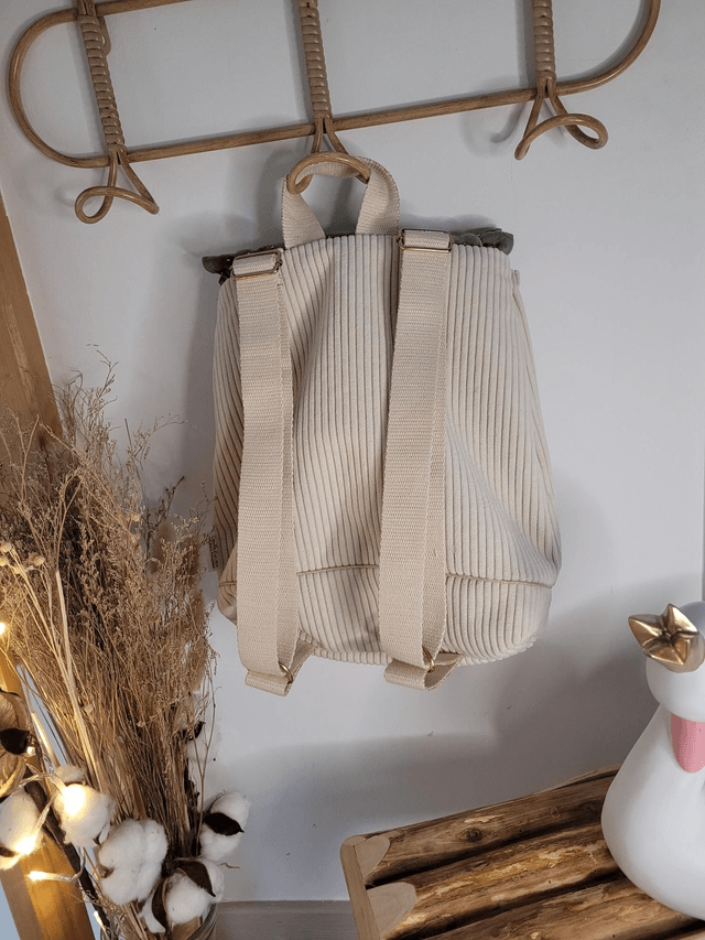 Sac à dos velours côtelé et double gaze de coton