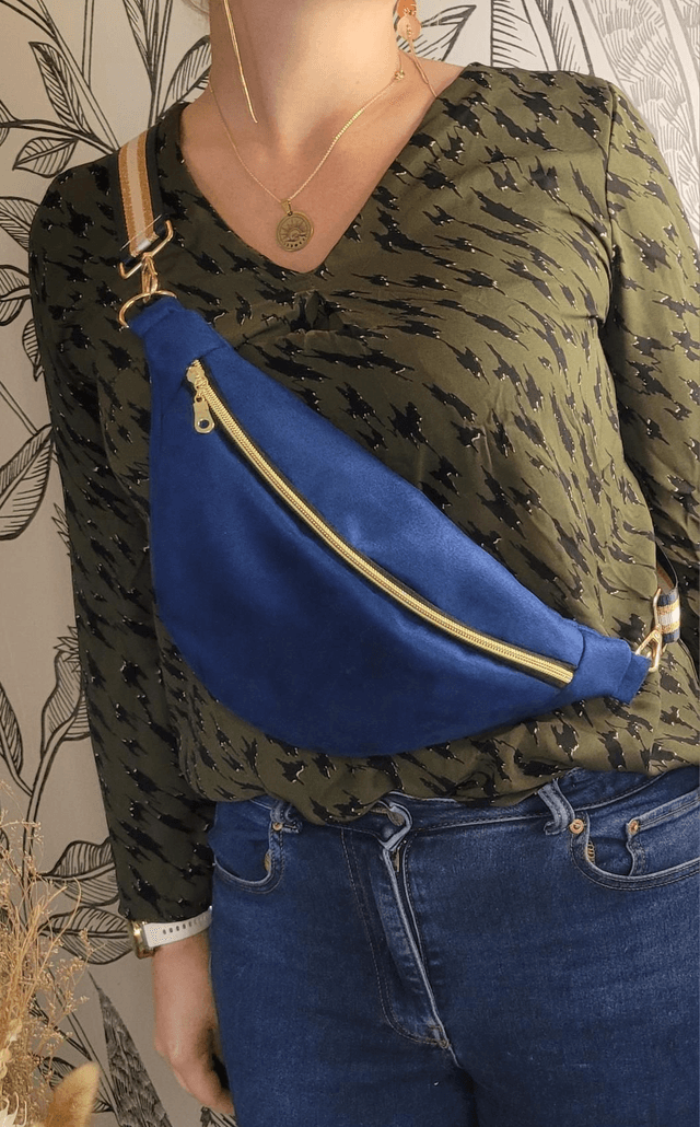 Banane nubuk bleu électrique sangle amovible 