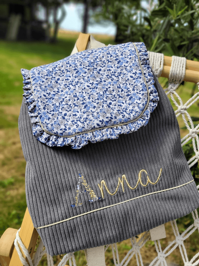 Sac à dos fleurs bleues 